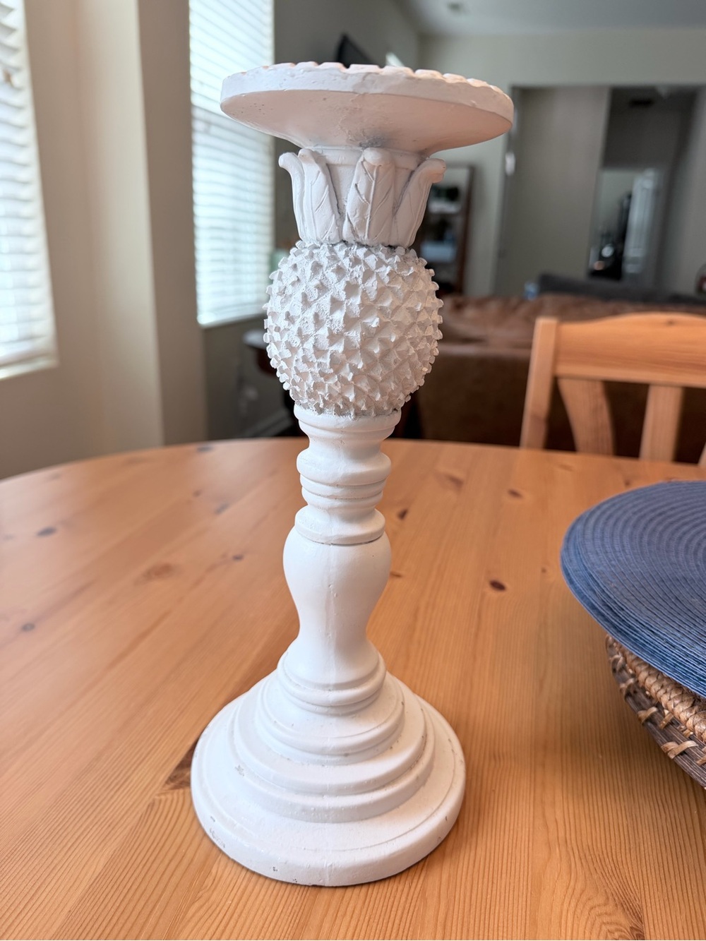 Vintage White Pineapple Candlestick Holder